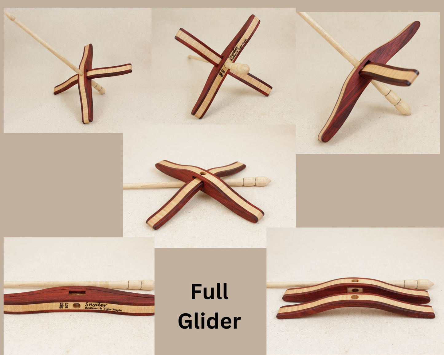 Redheart/Tiger Maple Glider Turkish Drop Spindle
