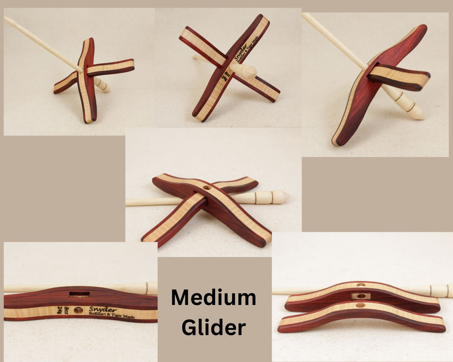 Redheart/Tiger Maple Glider Turkish Drop Spindle