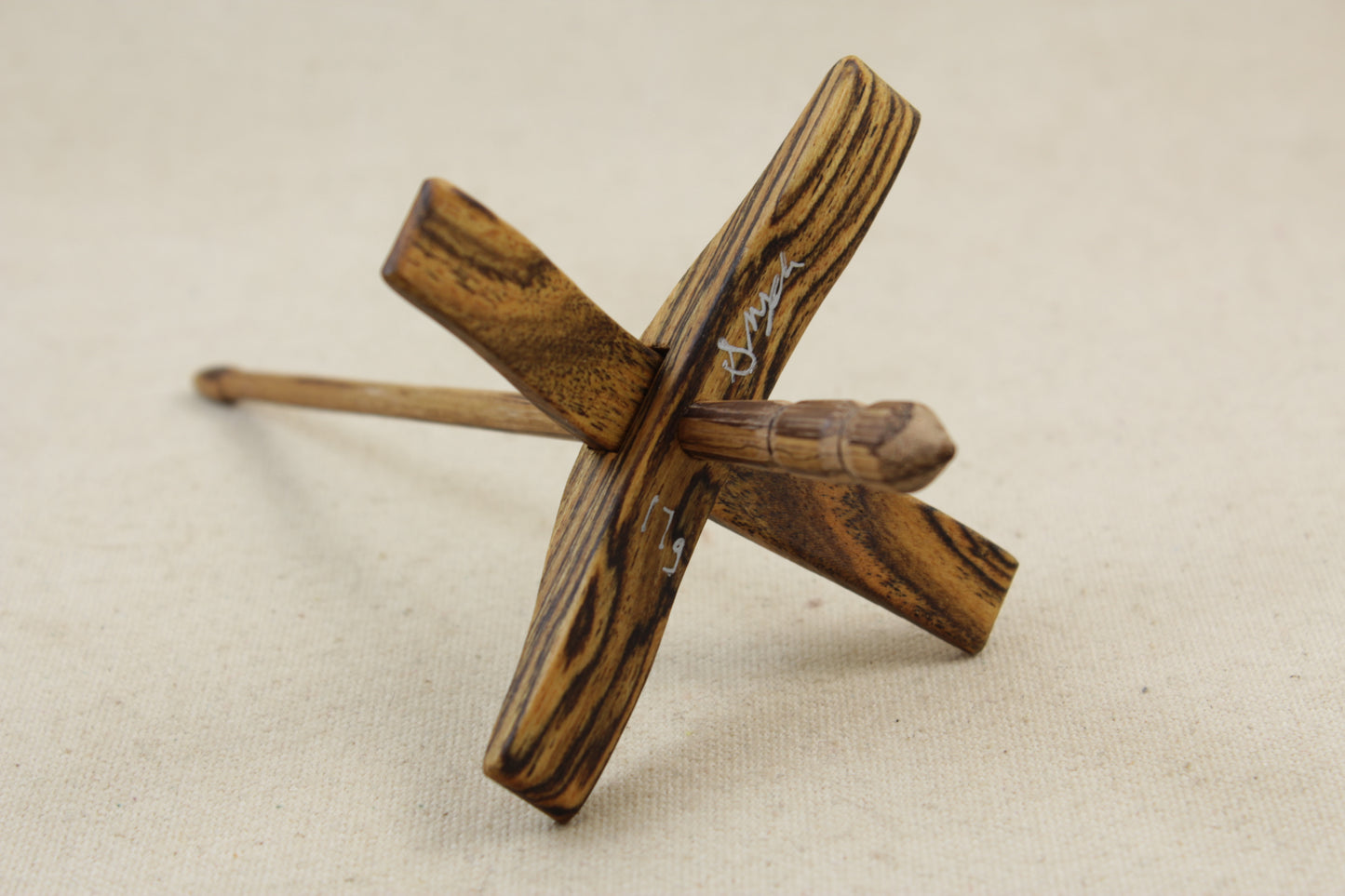 Bocote/Zebrawood Mini Glider Turkish Drop Spindle