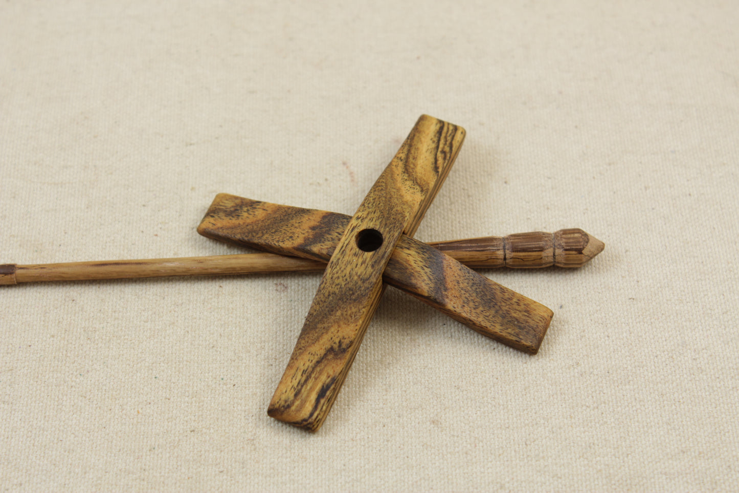 Bocote/Zebrawood Mini Glider Turkish Drop Spindle