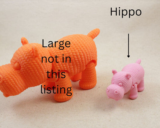 SMALL Hippopotamus 3D Printed Crochet Textured Toy