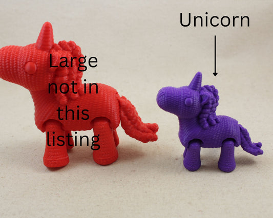 SMALL Unicorn 3D Printed Crochet Textured Toy