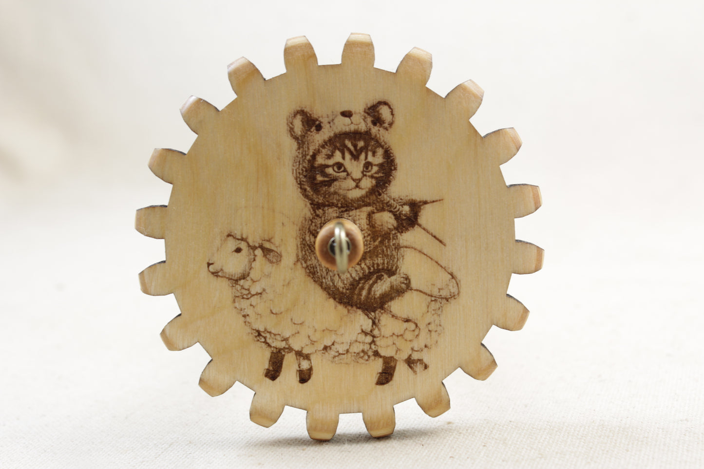 Cat riding Sheep Gear Spindle