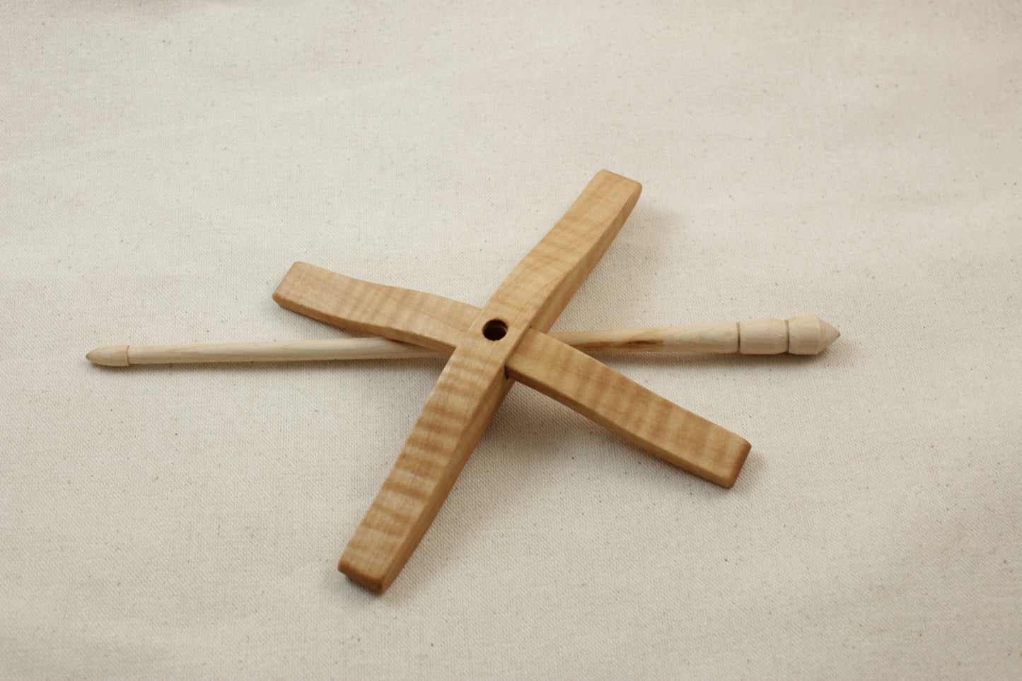 05.03.01 Tiger Maple Full Size Glider Turkish Drop Spindle